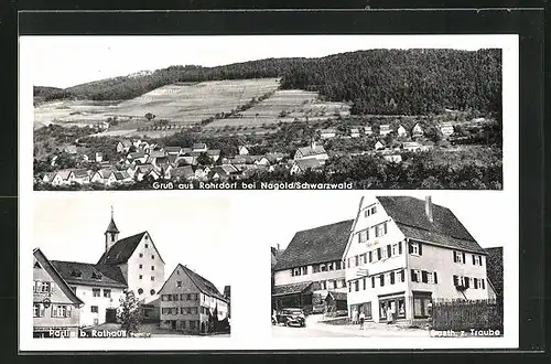 AK Rohrdorf bei Nagold /Schwarzwald, Gasthaus zur Traube, Partie b. Rathaus, Teilansicht