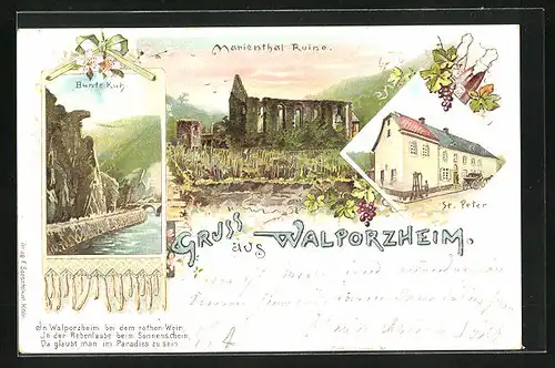 Künstler-AK Walporzheim, Marienthal Ruine, Bunte Kuh, St. Peter