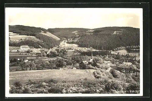 AK Schleiden /Eifel, Panorama mit Kirche und Gebirge