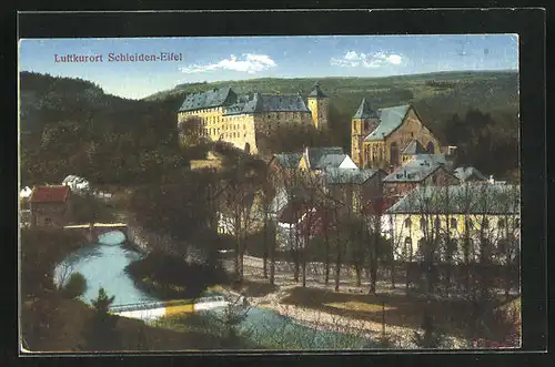 AK Schleiden /Eifel, Flusspartie aus der Vogelschau