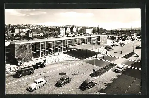 AK Pforzheim, Hauptbahnhof aus der Vogelschau