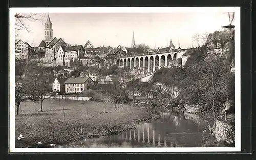 AK Rottweil /Neckar, Blick auf Stadt und Brücke vom Fluss