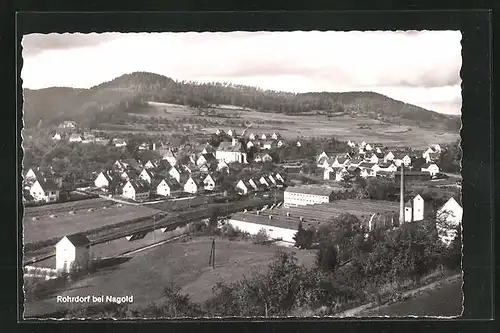 AK Rohrdorf b. Nagold, Ortsansicht mit Umgebung und Tuchfabrik