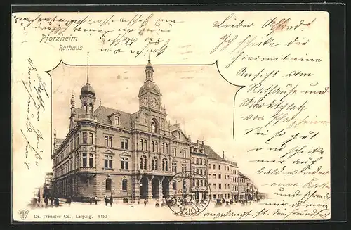 AK Pforzheim, Blick auf Rathaus