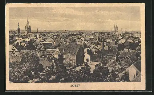 AK Soest, Blick über den Ort und Kirchen