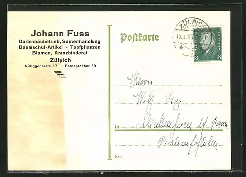 AK Zülpich, Johann Fuss Gartenbaubetrieb