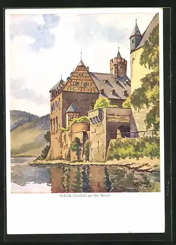 Künstler-AK Gondorf /Mosel, Ansicht vom Schloss