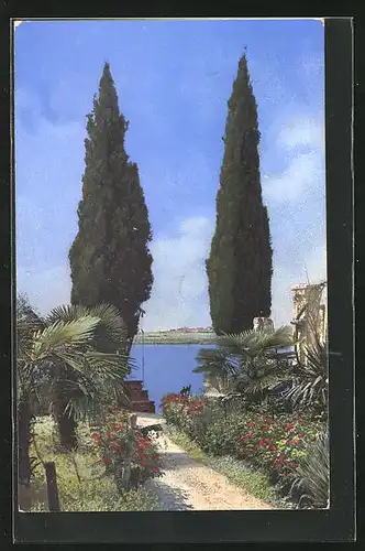 Künstler-AK Photochromie Nr. 1833: Blick vom Garten aufs Wasser