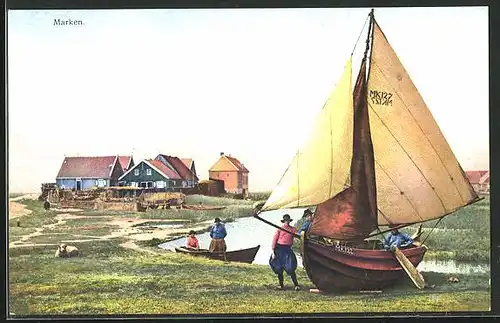 Künstler-AK Photochromie Nr. 2946: Marken, Seegelboot