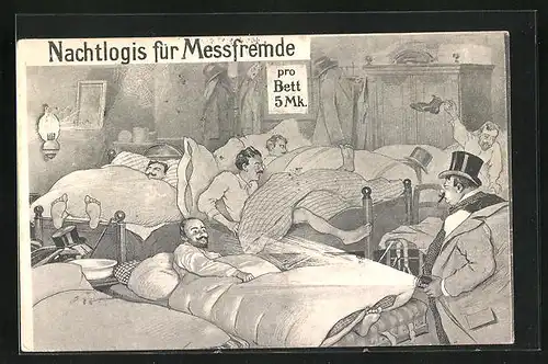 Künstler-AK Leipzig, Nachtlogis für Messfremde