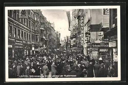 AK Leipzig, Grimmaische Strasse während der Mustermesse