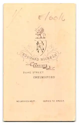 Fotografie Edouard Nickels, Chelmsford, Duke Street, Brustportrait eleganter Herr mit Bart