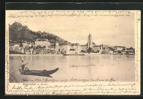 AK Dürrnstein /Donau, Blick auf Ort vom Wasser