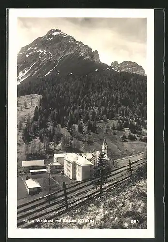 AK Mühlbach, Blick auf Kloster Maria Waldrast