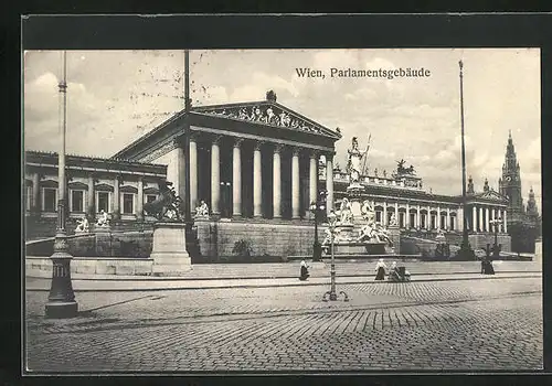 AK Wien, Parlamentsgebäude mit Denkmal