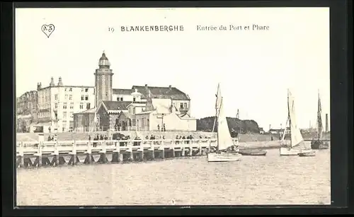 AK Blankenberghe, Entrée du Port et Phare