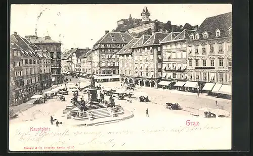 AK Graz, Hauptplatz mit Denkmal