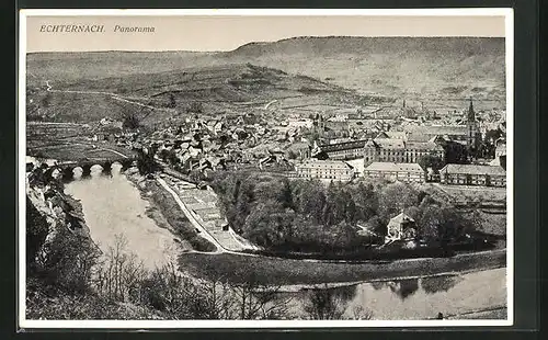 AK Echternach, Panorama mit Flussschleife