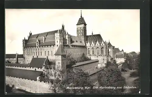 AK Marienburg / Malbork, Die Marienburg von Südosten