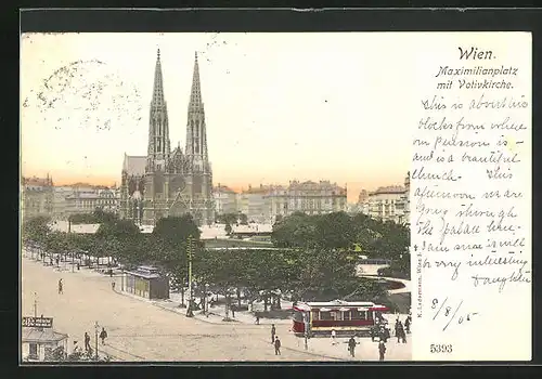 AK Wien, Maximilianplatz mit Votivkirche