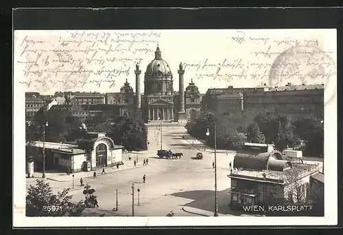 AK Wien, Karlsplatz mit Karlskirche