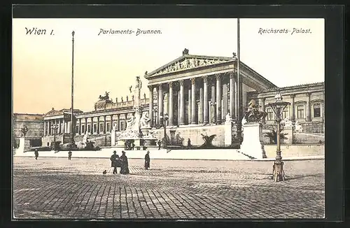 AK Wien, Parlaments-Brunnen, Reichsrats-Palast