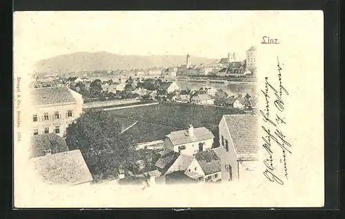 AK Linz a. D., Teilansicht der Stadt