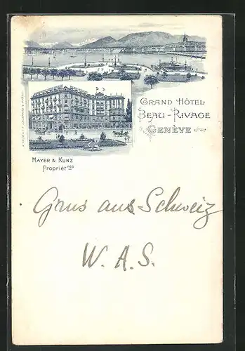 Lithographie Geneve, Grand Hotel Beau-Rivage