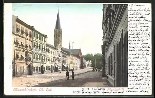 AK Mauerkirchen, Marktplatz mit Hubers-Gasthof