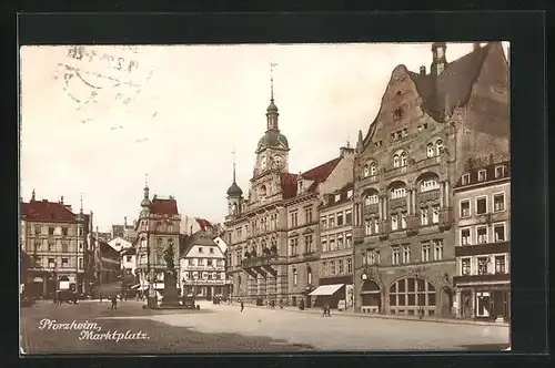 AK Pforzheim, Gasthaus zum Hecht am Marktplatz