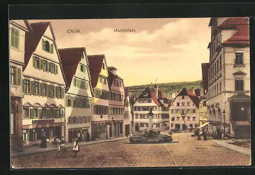 AK Calw, Gasthaus Georg Pfau am Marktplatz