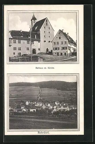 AK Rohrdorf, Am Rathaus mit Kirche, Ortsansicht