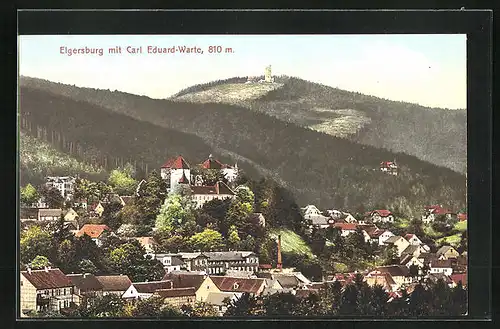 AK Elgersburg, Ortsansicht mit Carl Eduard-Warte
