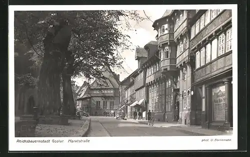 AK Goslar, Marktstrasse mit Geschäften