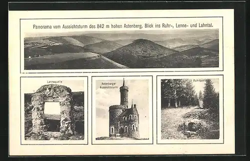 AK Winterberg, Lennequelle, Astenberger Aussichtsturm, Ruhrquelle