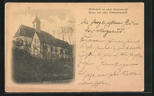AK Rohrdorf, Teilansicht der Kirche und des alten Johanniterschlosses