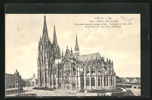AK Köln, Südseite vom Dom
