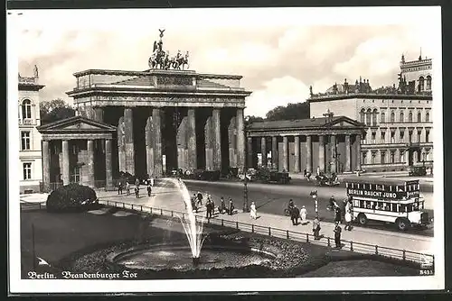 AK Berlin, Brandenburger Tor, Automobile und Bus