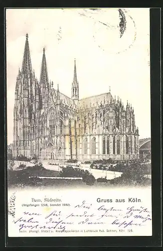 AK Köln, Dom, Südseite mit Park