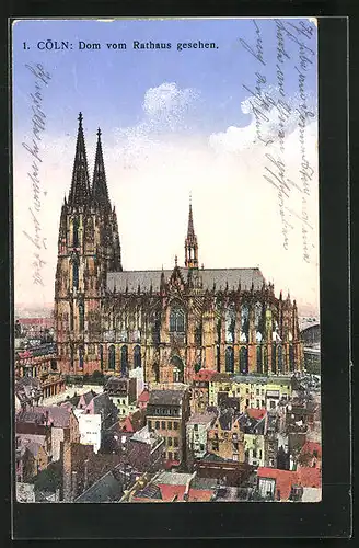 AK Köln, Dom vom Rathaus gesehen