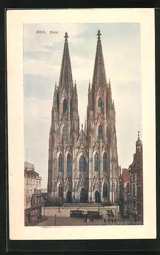 AK Köln, Dom mit Strassenbahn