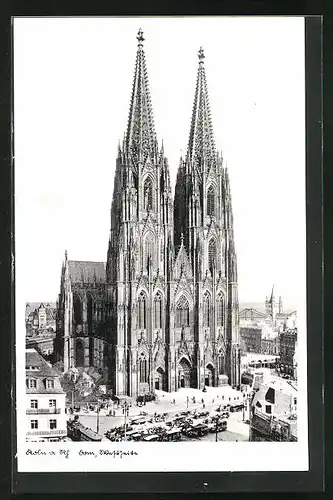 AK Köln, Dom mit Strassenverkehr