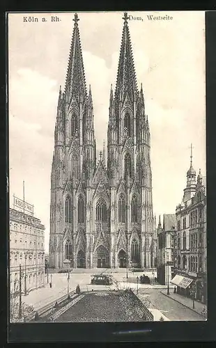 AK Köln, Dom mit Strassenbahn und Hotel St. Paul