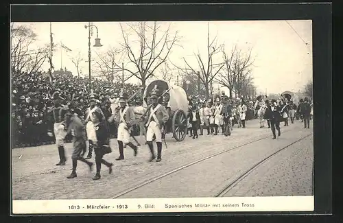 AK Hamburg, Märzfeier 1913, Spanisches Militär mit seinem Tross