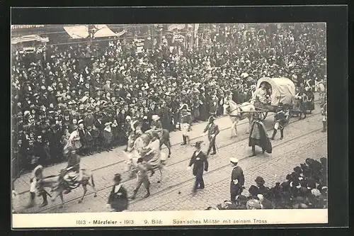 AK Hamburg, Märzfeier 1913, Spanisches Militär mit seinem Tross
