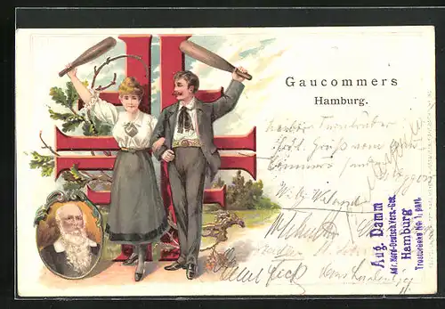 Präge-Lithographie Hamburg, Gaucommers, Turnvater Jahn