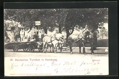 AK Hamburg, IX. Deutsches Turnfest 1898, Festwagen