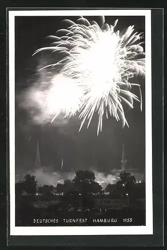 AK Hamburg, Deutsches Turnfest 1953, Feuerwerk