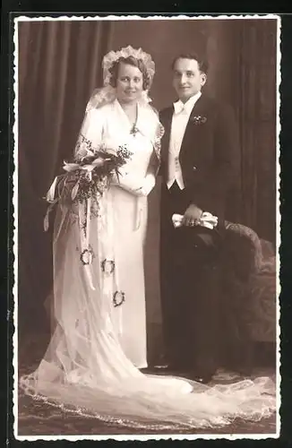 Foto-AK Hochzeitsfoto eines bürgerlichen Paares