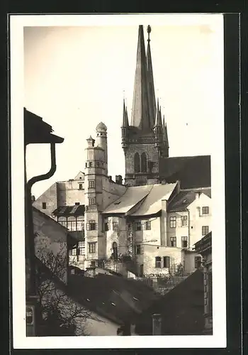 AK Schumberg / Chrudim, Blick zur Kirche